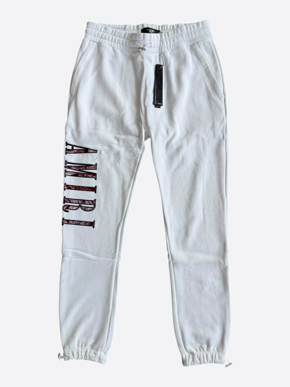 Amiri White & Red Paisley Applique Logo Sweatpants